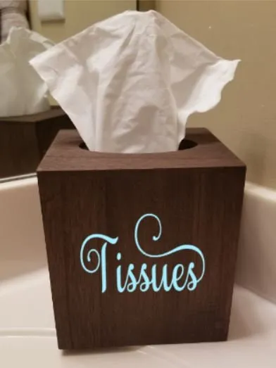 Wooden Tissue Box with or without Wording - Bless You, God Bless You, Be our Guest, Tissues