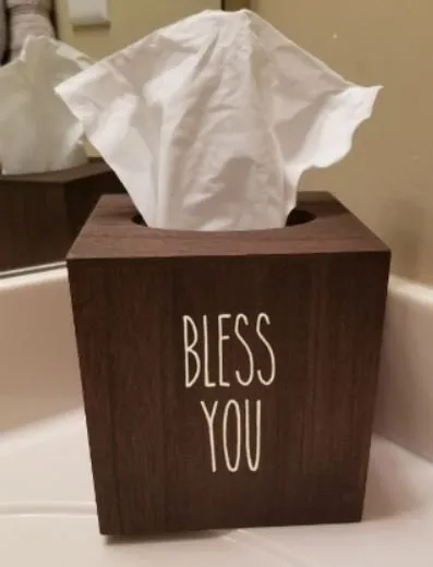 Wooden Tissue Box with or without Wording - Bless You, God Bless You, Be our Guest, Tissues