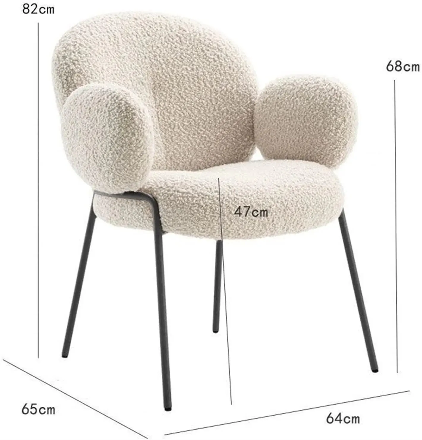 Wooden Twist Italian Design Soft Comfort Boucle Dining Chair with Golden Legs Modern Stylish Accent Chair for Elegant Living Rooms