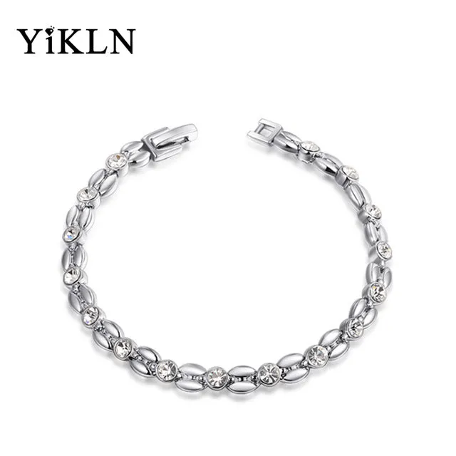 YiKLN Rose Gold Color Inlay Cubic Zirconia Wheat-shaped Bracelets & Bangles Jewelry Austrian Crystal Bracelet L2060802490